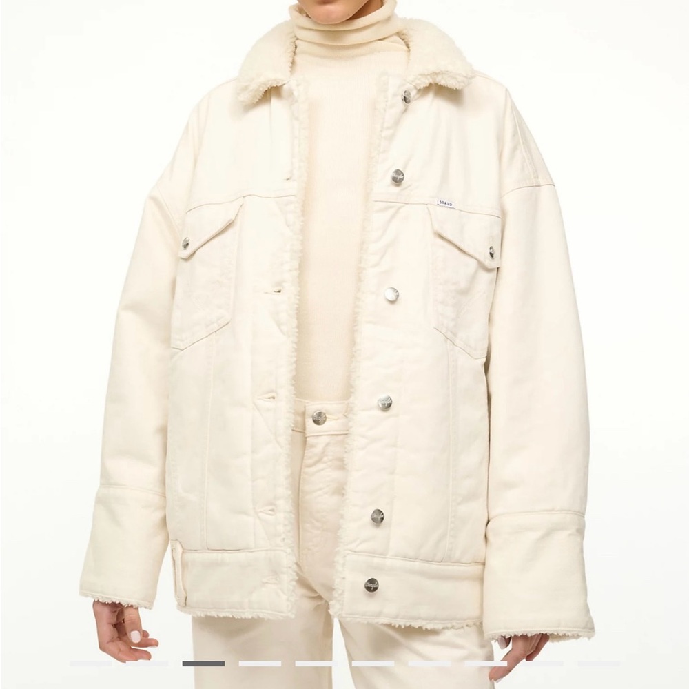 BNWT FW24 WRANGLER + STAUD REVERSIBLE BIGGEST JEAN JACKET IN CREAM MEDIUM $350